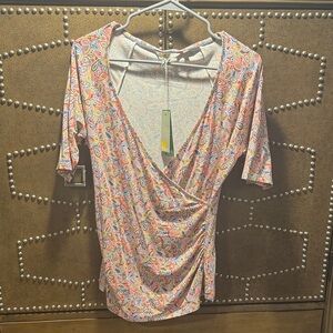 Boden Multicolor Paisley Wrap Blouse